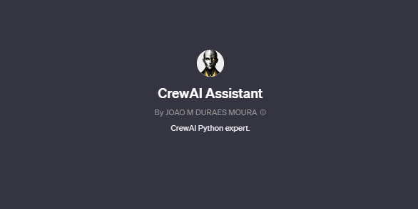 CrewAI Assistant chagpt screenshot, best gpts for coding