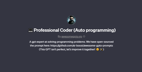 Professional Coder (Auto programming), best gpts for coding