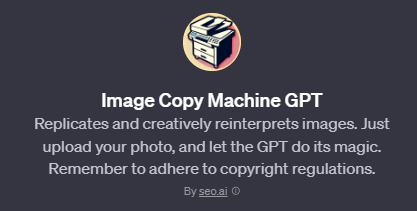 Image Copy Machine GPT screenshot chatgpt, Gpts for Image Generation