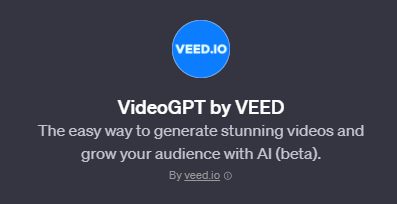 VideoGPT by VEED, Gpts for productivity