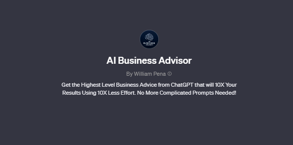 AI Business Advisor chatgpt screenshot, Best GPTs for Business 