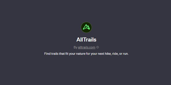 AllTrails chatgpt screenshot, Custom GPTS for Travel