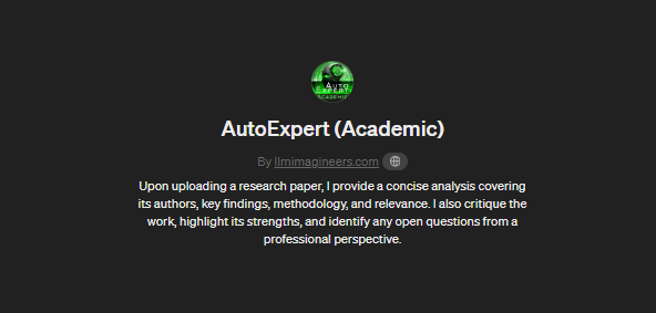 AutoExpert (Academic), Custom GPTs for Academic Research