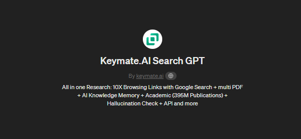 Keymate.AI Search GPT, Custom GPTs for Academic Research
