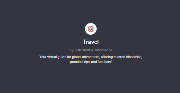 Travel chatgpt screenshot, Custom GPTS for Travel