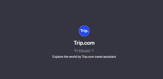Trip.com chatgpt screenshot, Custom GPTS for Travel